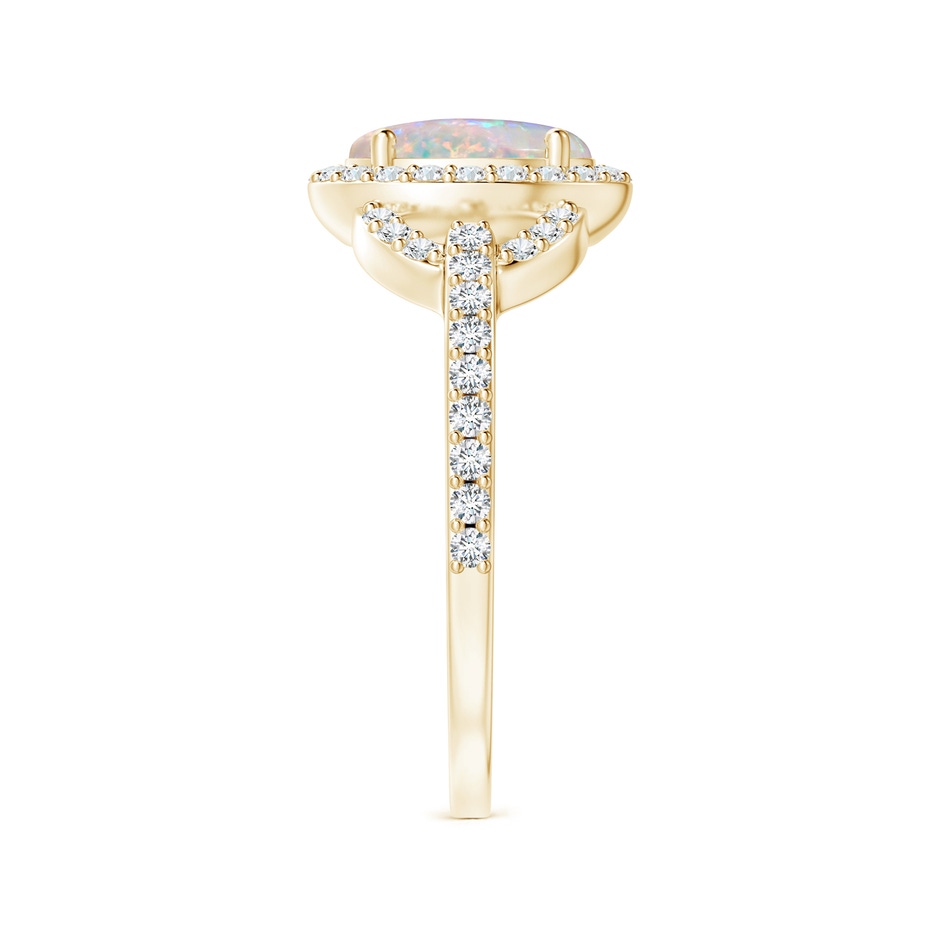8x6mm AAAA Vintage Style Oval Opal Halo Ring in Yellow Gold side-2