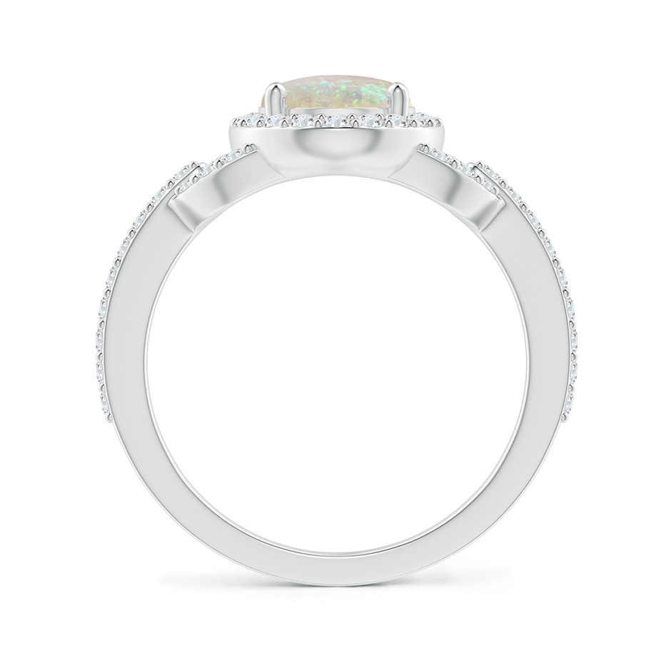 9x7mm AAA Vintage Style Oval Opal Halo Ring in White Gold side-1