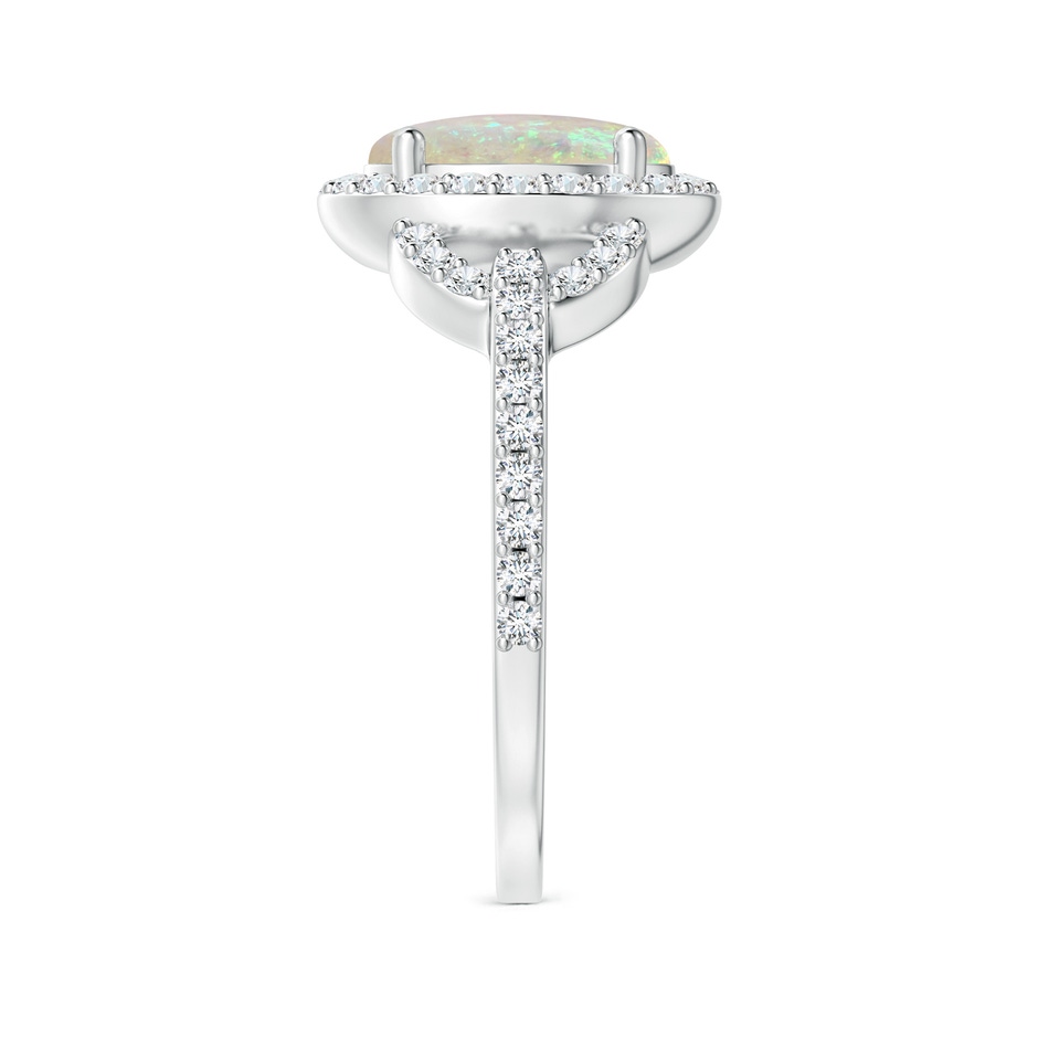9x7mm AAA Vintage Style Oval Opal Halo Ring in White Gold side-2
