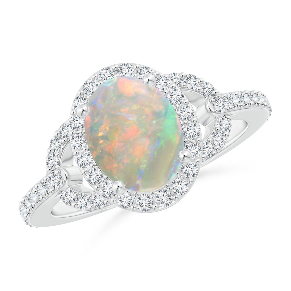 9x7mm AAAA Vintage Style Oval Opal Halo Ring in P950 Platinum 