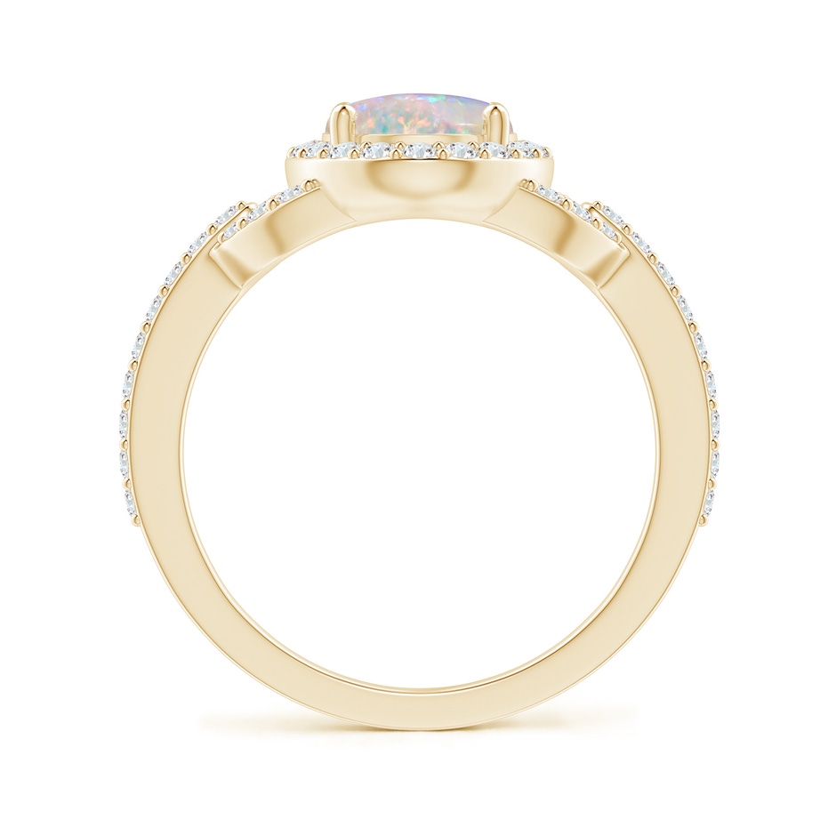 9x7mm AAAA Vintage Style Oval Opal Halo Ring in Yellow Gold side-1