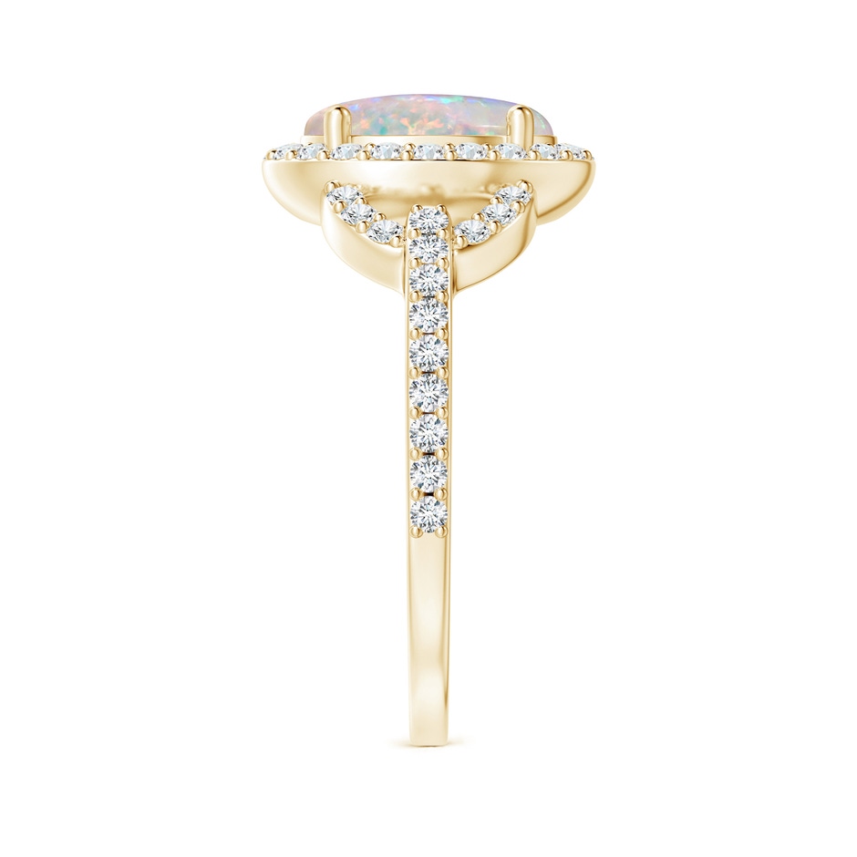 9x7mm AAAA Vintage Style Oval Opal Halo Ring in Yellow Gold side-2