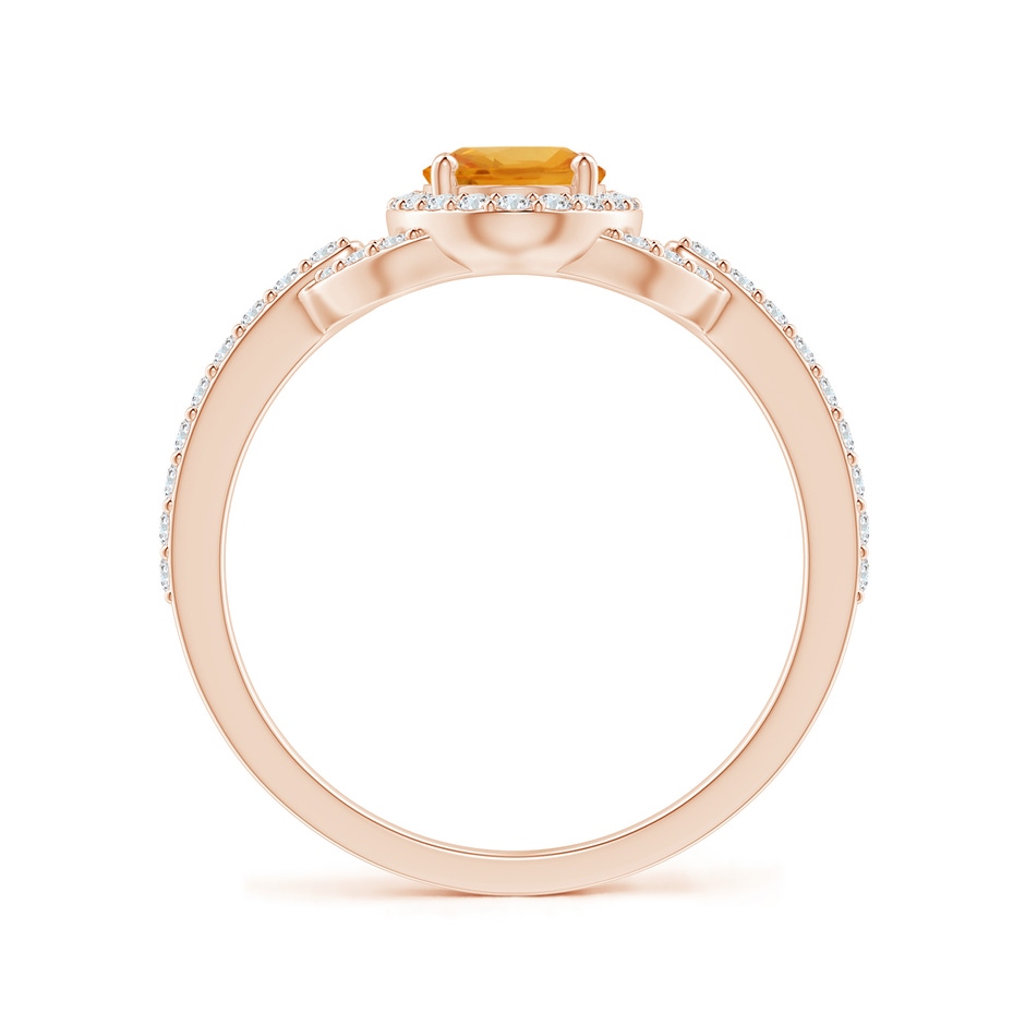 7x5mm A Vintage Style Oval Orange Sapphire Halo Ring in 9K Rose Gold side-1
