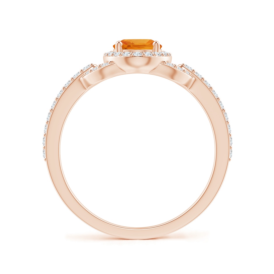 7x5mm AA Vintage Style Oval Orange Sapphire Halo Ring in Rose Gold side-1