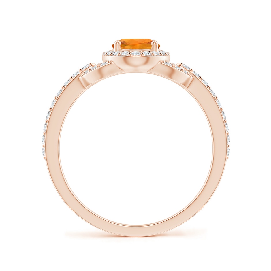 7x5mm AAA Vintage Style Oval Orange Sapphire Halo Ring in Rose Gold side-1
