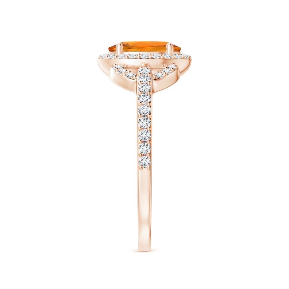 7x5mm AAA Vintage Style Oval Orange Sapphire Halo Ring in Rose Gold side-2