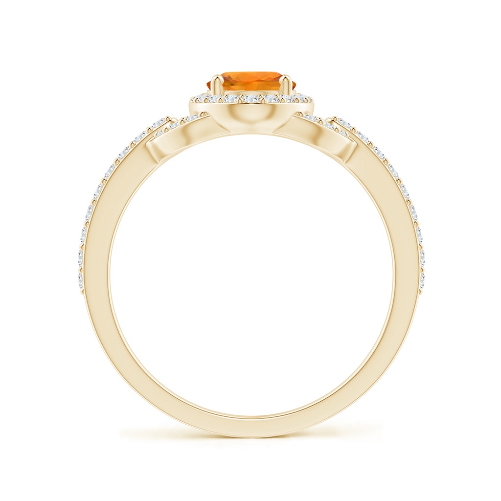 7x5mm AAA Vintage Style Oval Orange Sapphire Halo Ring in Yellow Gold - side_1