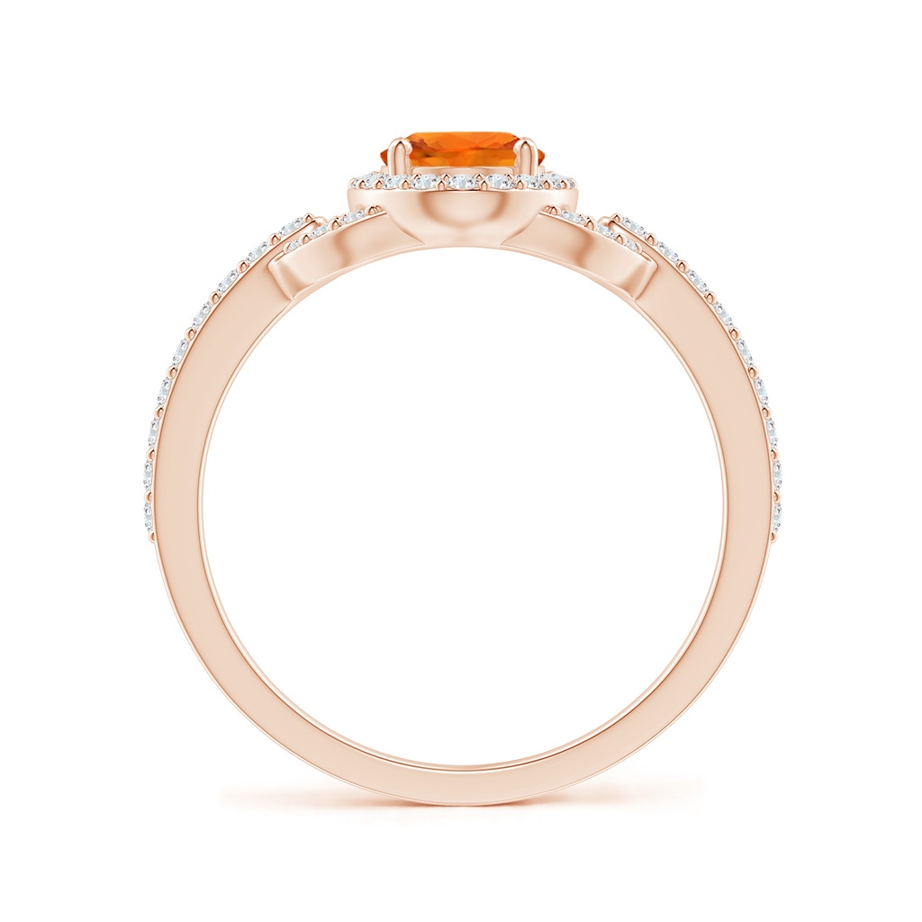 7x5mm AAAA Vintage Style Oval Orange Sapphire Halo Ring in Rose Gold - side_1