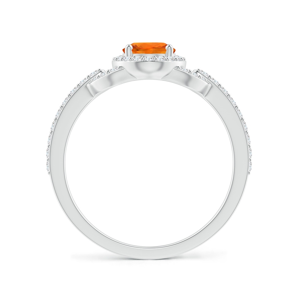 7x5mm AAAA Vintage Style Oval Orange Sapphire Halo Ring in White Gold - side_1