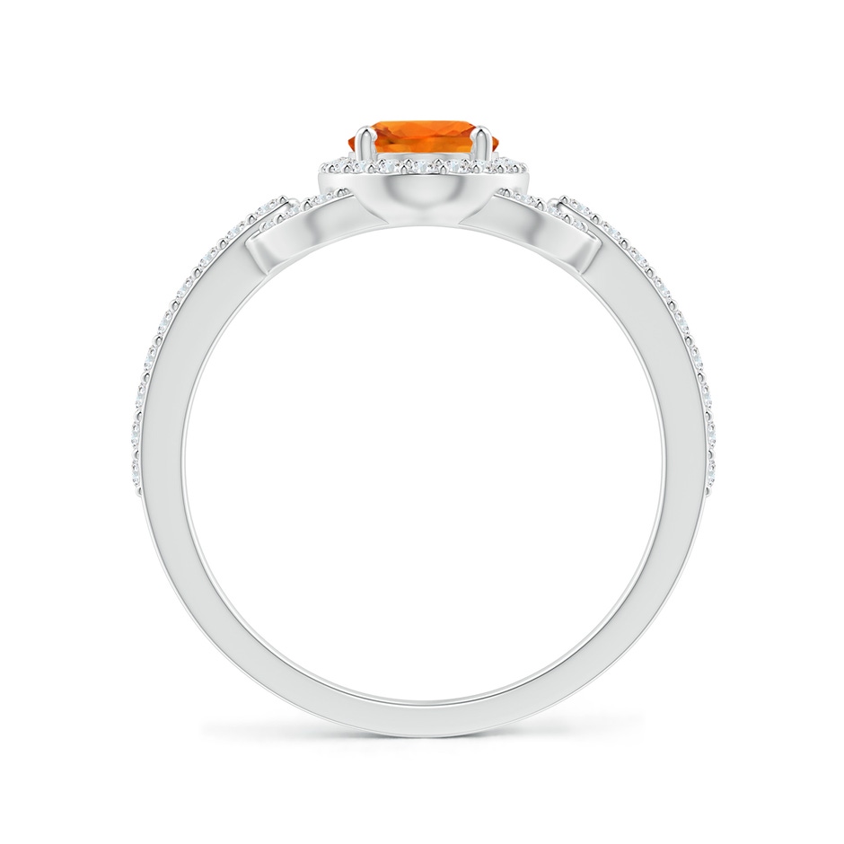 7x5mm AAAA Vintage Style Oval Orange Sapphire Halo Ring in White Gold side-1