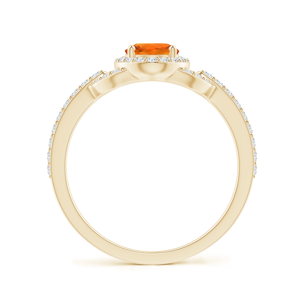 7x5mm AAAA Vintage Style Oval Orange Sapphire Halo Ring in Yellow Gold - side_1