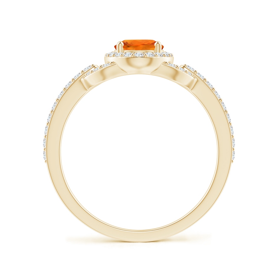 7x5mm AAAA Vintage Style Oval Orange Sapphire Halo Ring in Yellow Gold side-1