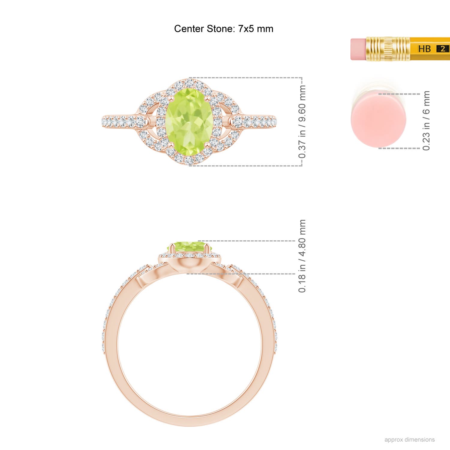 A - Peridot / 1.19 CT / 14 KT Rose Gold