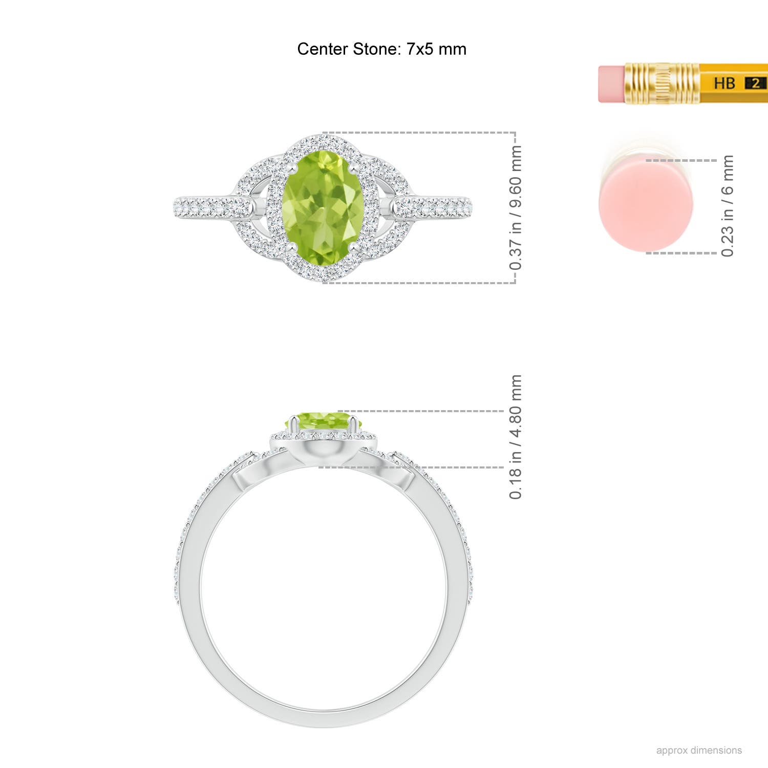 AA - Peridot / 1.19 CT / 14 KT White Gold