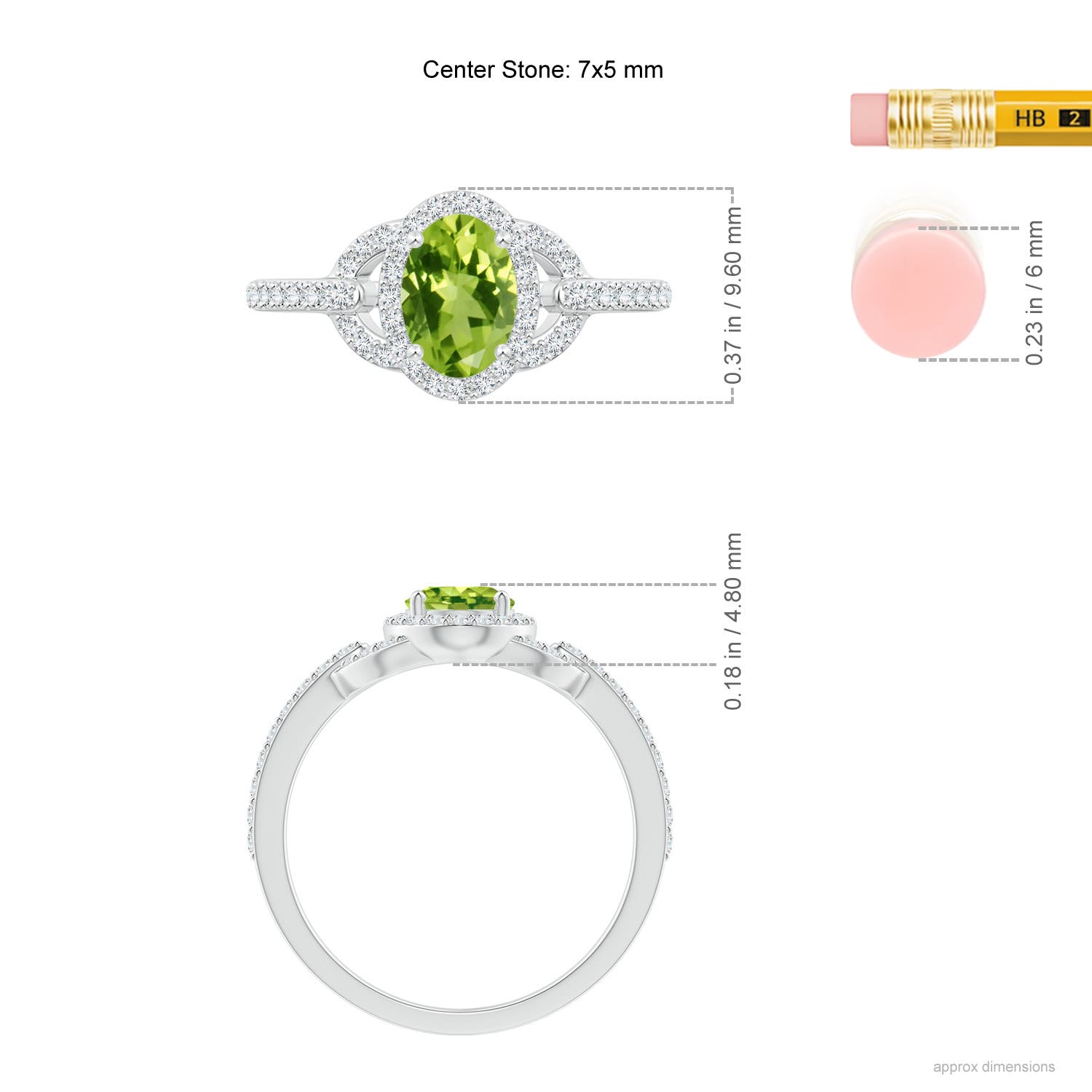 AAA - Peridot / 1.19 CT / 14 KT White Gold