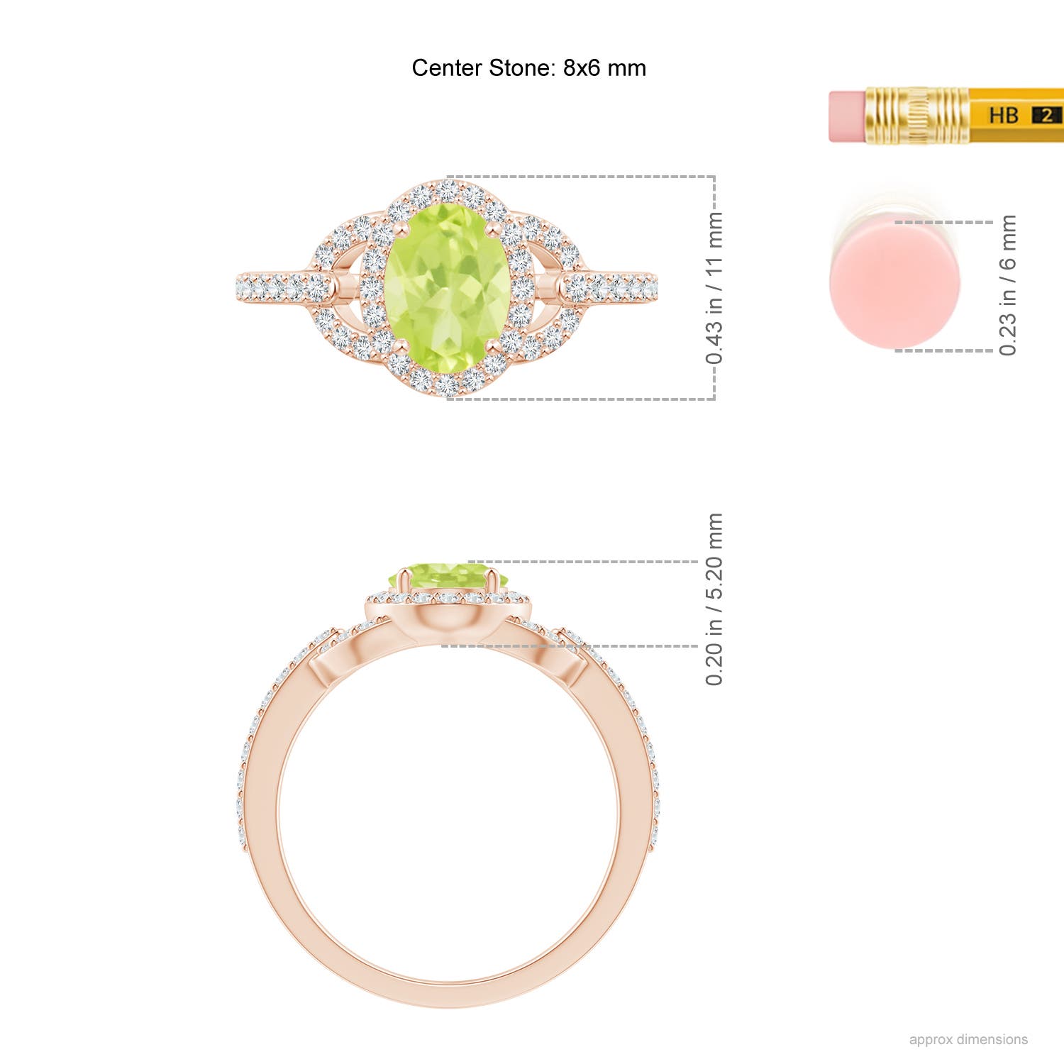 A - Peridot / 1.72 CT / 14 KT Rose Gold