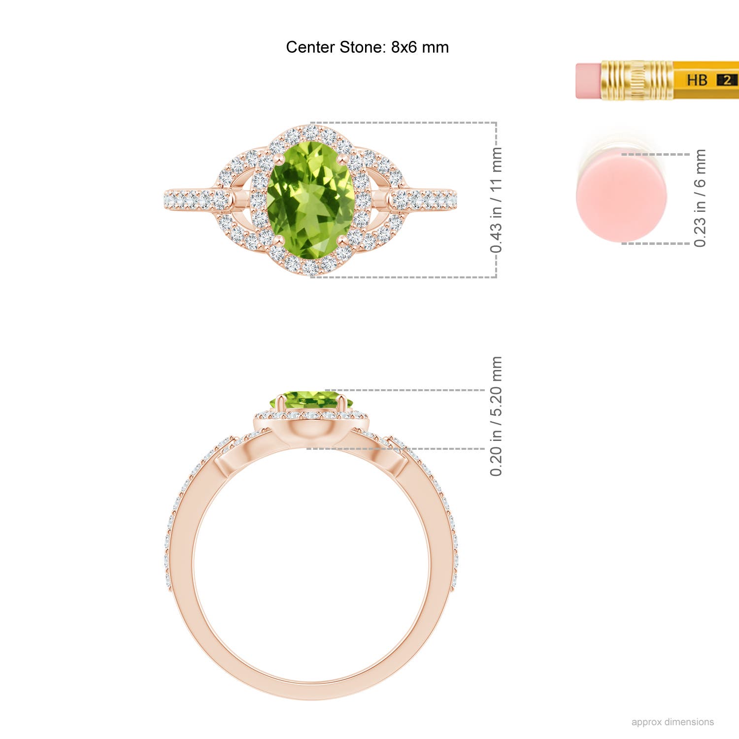 AAA - Peridot / 1.72 CT / 14 KT Rose Gold