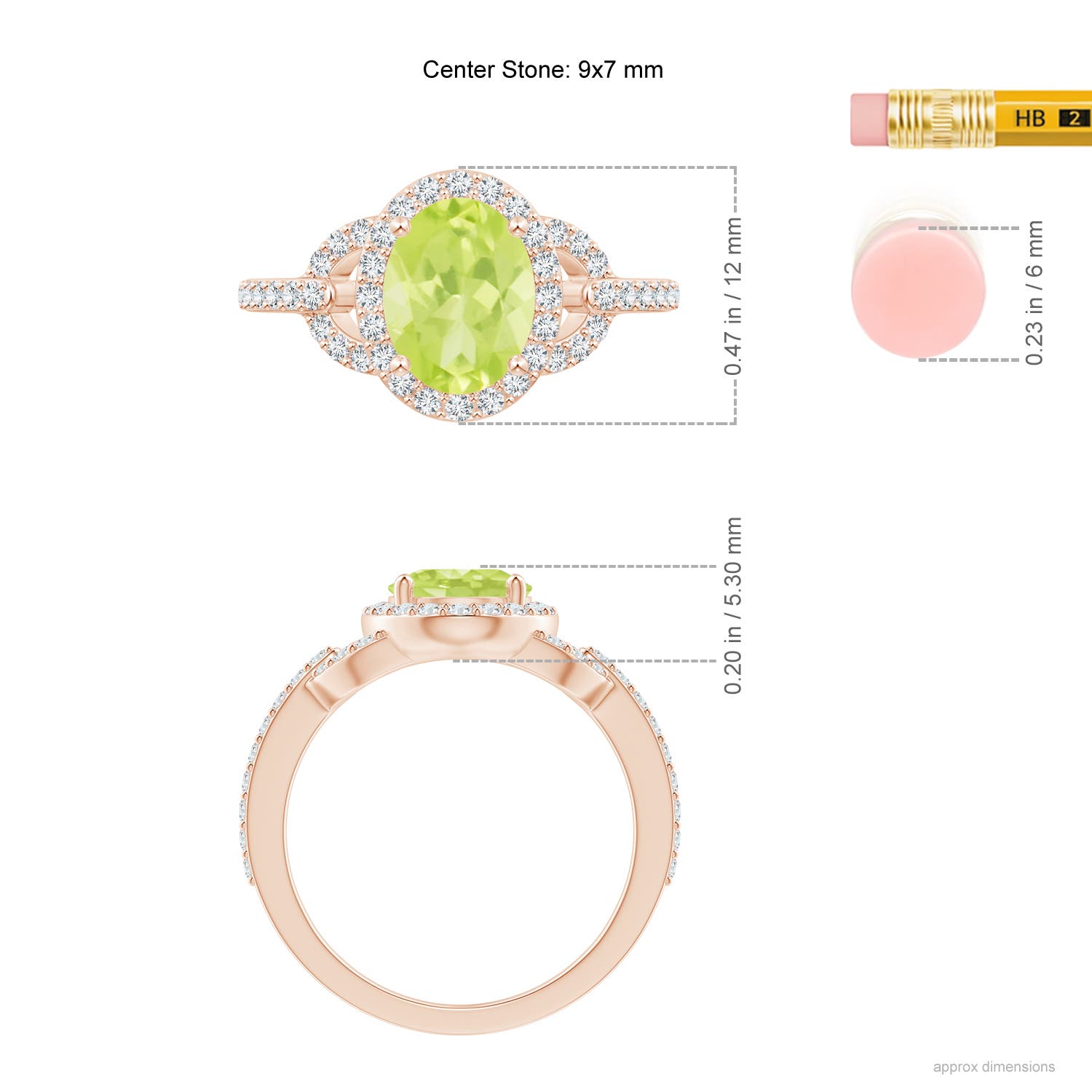 A - Peridot / 2.39 CT / 14 KT Rose Gold