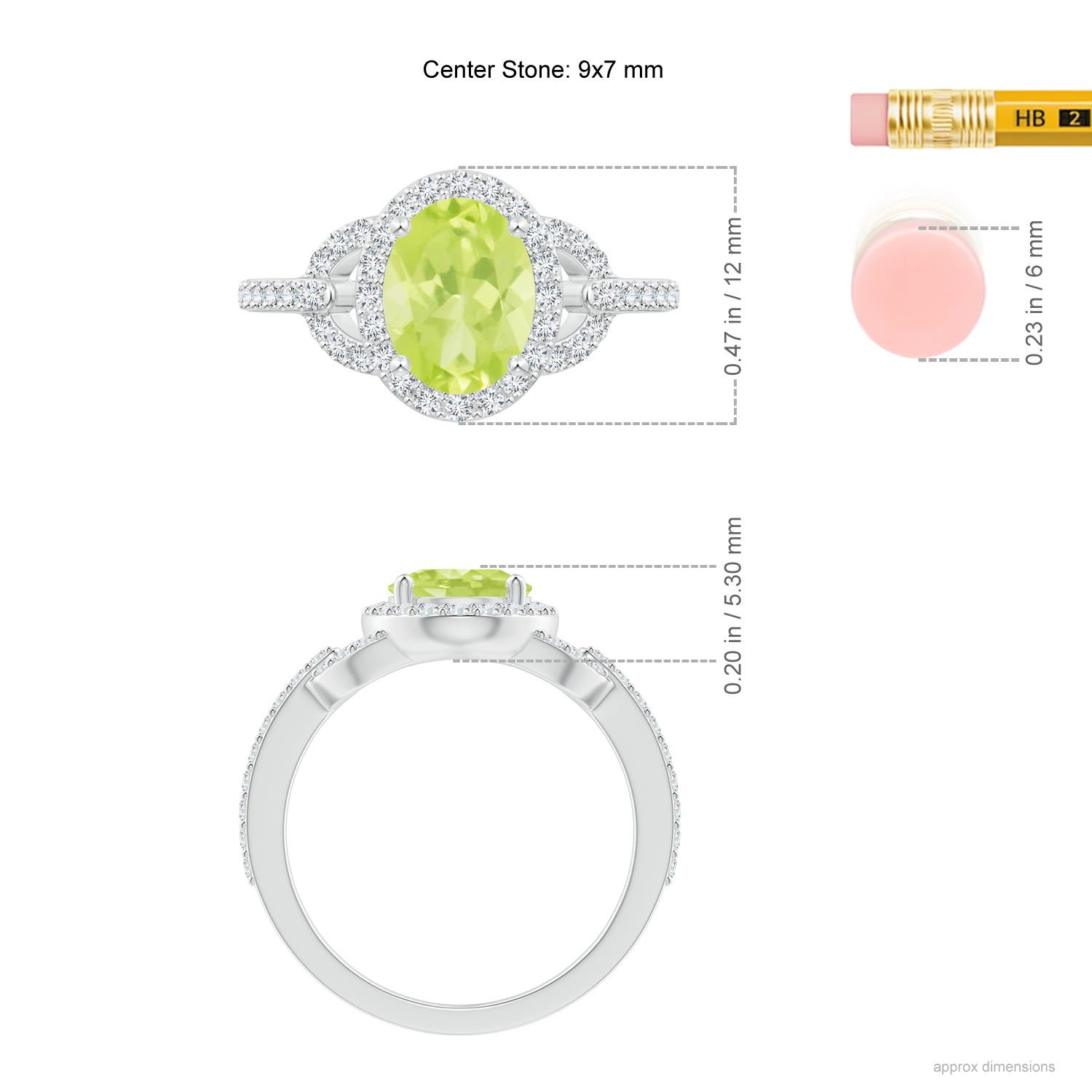 A - Peridot / 2.39 CT / 14 KT White Gold