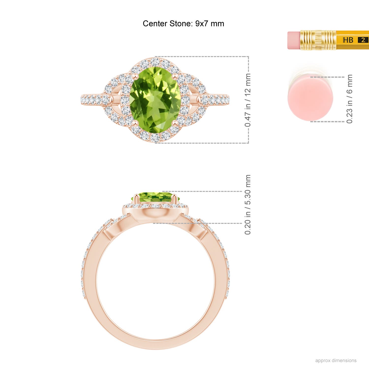 AAA - Peridot / 2.39 CT / 14 KT Rose Gold