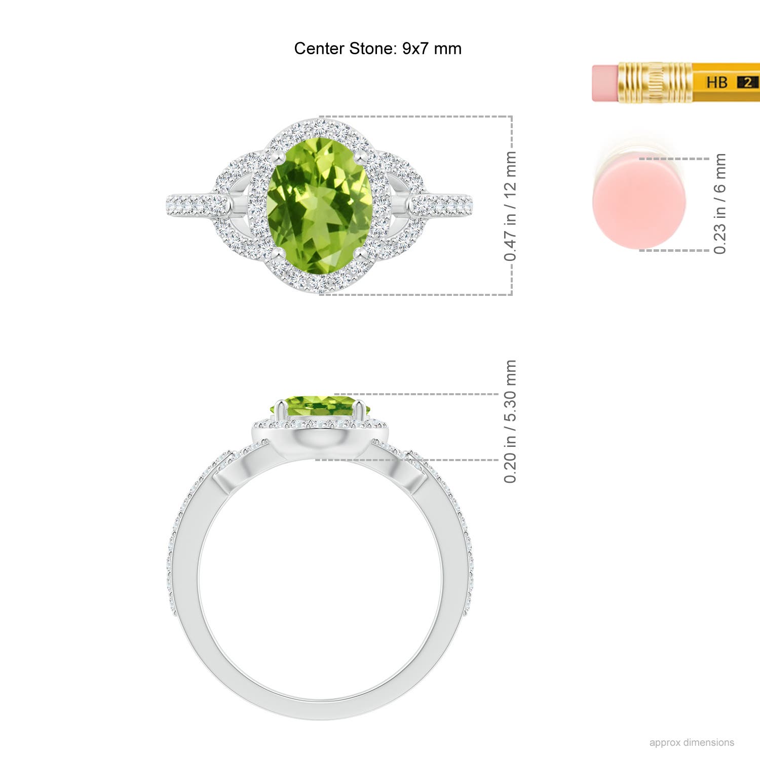 AAA - Peridot / 2.39 CT / 14 KT White Gold