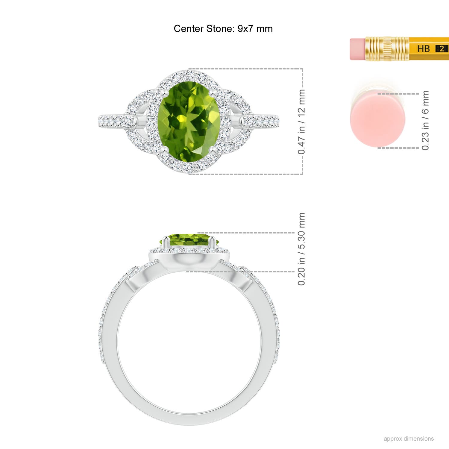 AAAA - Peridot / 2.39 CT / 14 KT White Gold