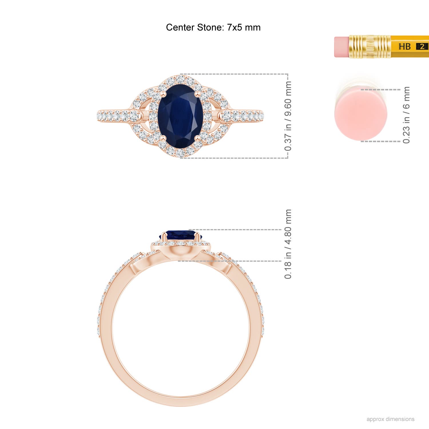 A - Blue Sapphire / 1.19 CT / 14 KT Rose Gold