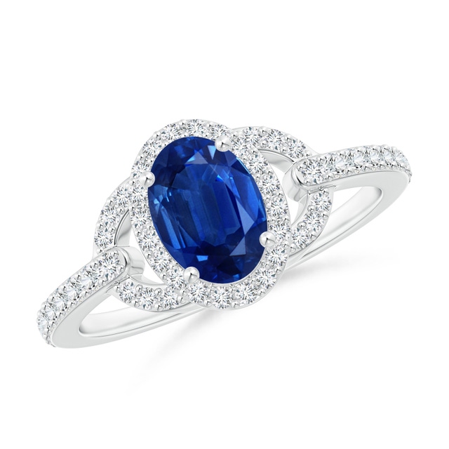 Vintage Style Oval Sapphire Engagement Ring with Floral Halo | Angara