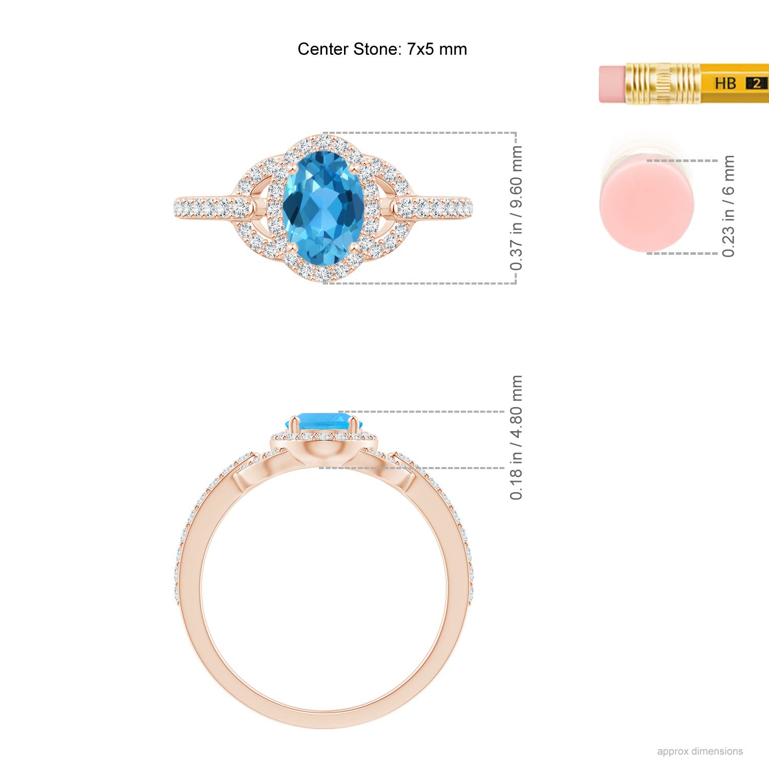 AAA - Swiss Blue Topaz / 1.29 CT / 14 KT Rose Gold