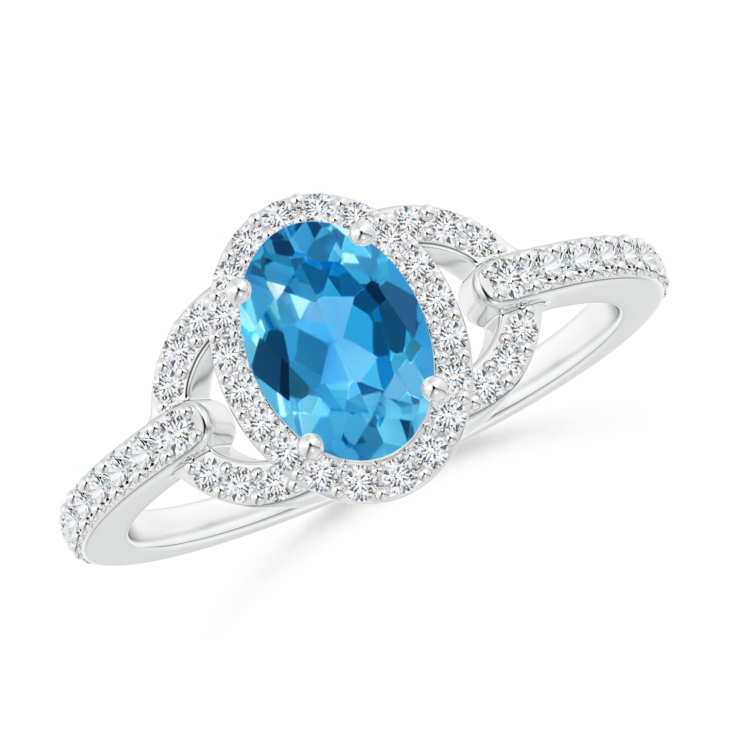 AAA - Swiss Blue Topaz / 1.29 CT / 14 KT White Gold