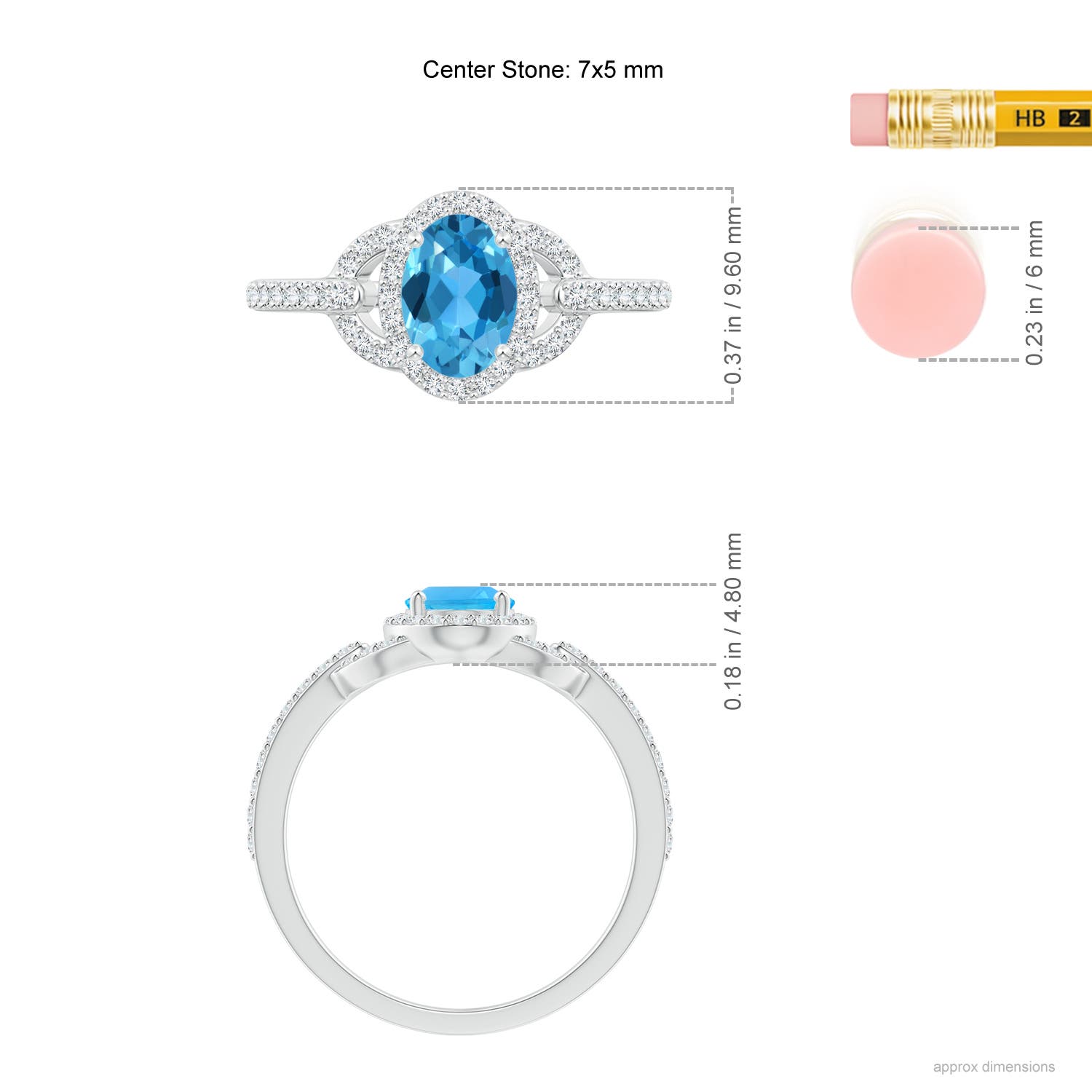 AAA - Swiss Blue Topaz / 1.29 CT / 14 KT White Gold