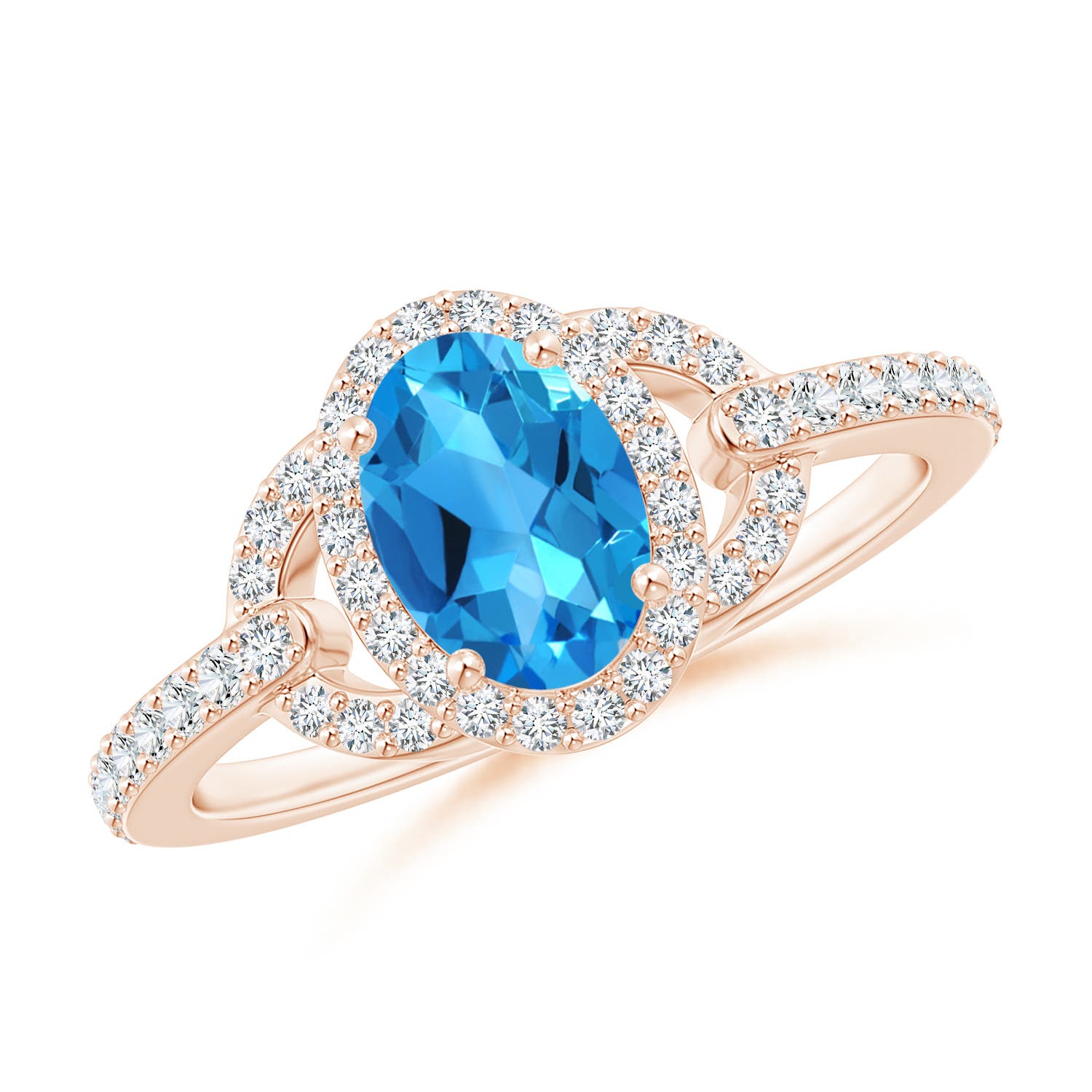 AAAA - Swiss Blue Topaz / 1.29 CT / 14 KT Rose Gold