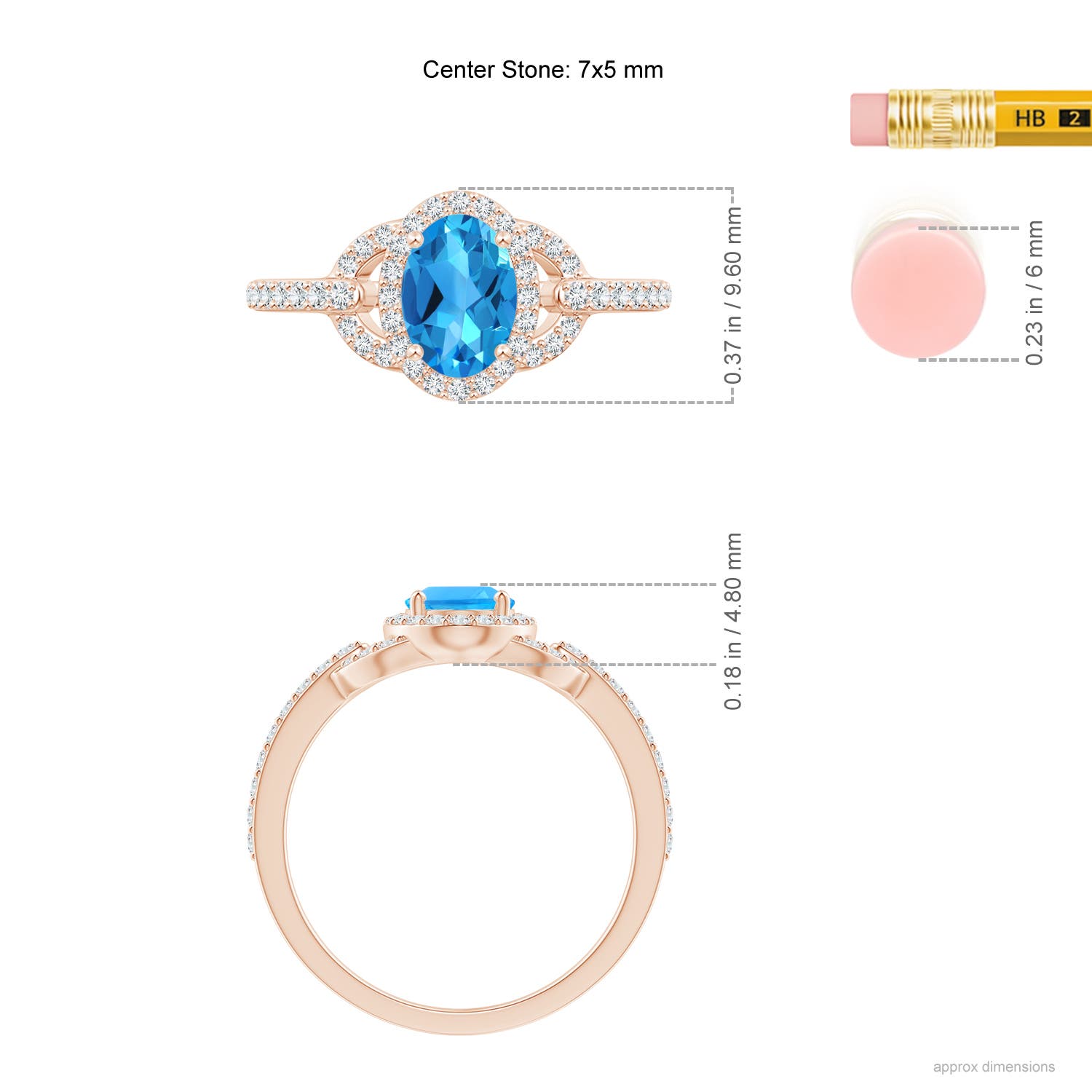 AAAA - Swiss Blue Topaz / 1.29 CT / 14 KT Rose Gold