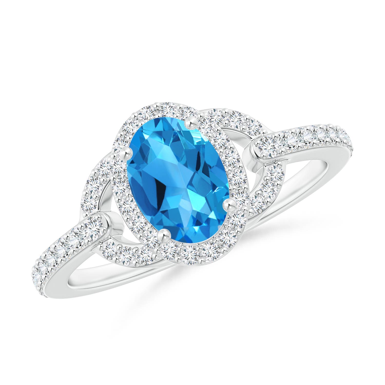 AAAA - Swiss Blue Topaz / 1.29 CT / 14 KT White Gold