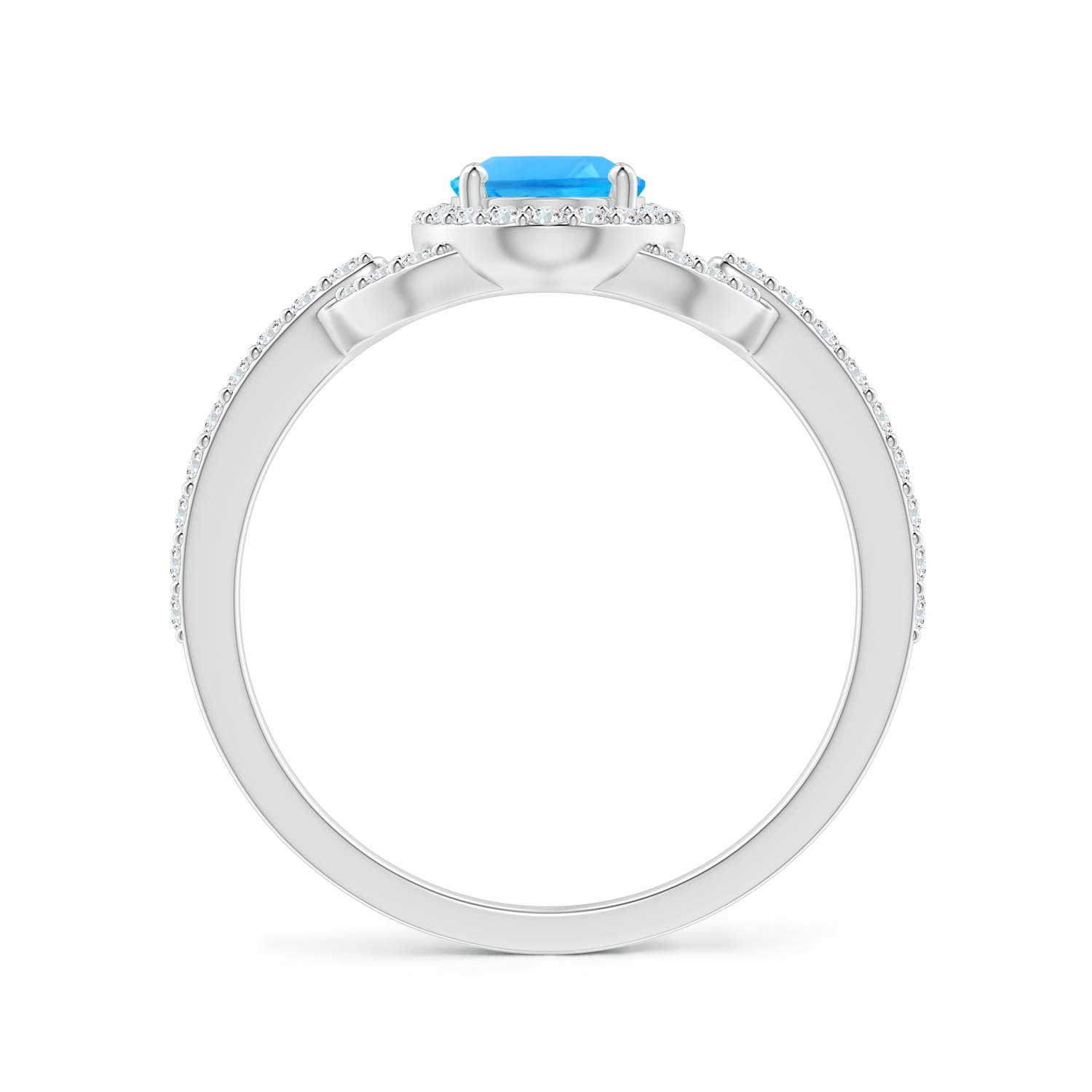 AAAA - Swiss Blue Topaz / 1.29 CT / 14 KT White Gold