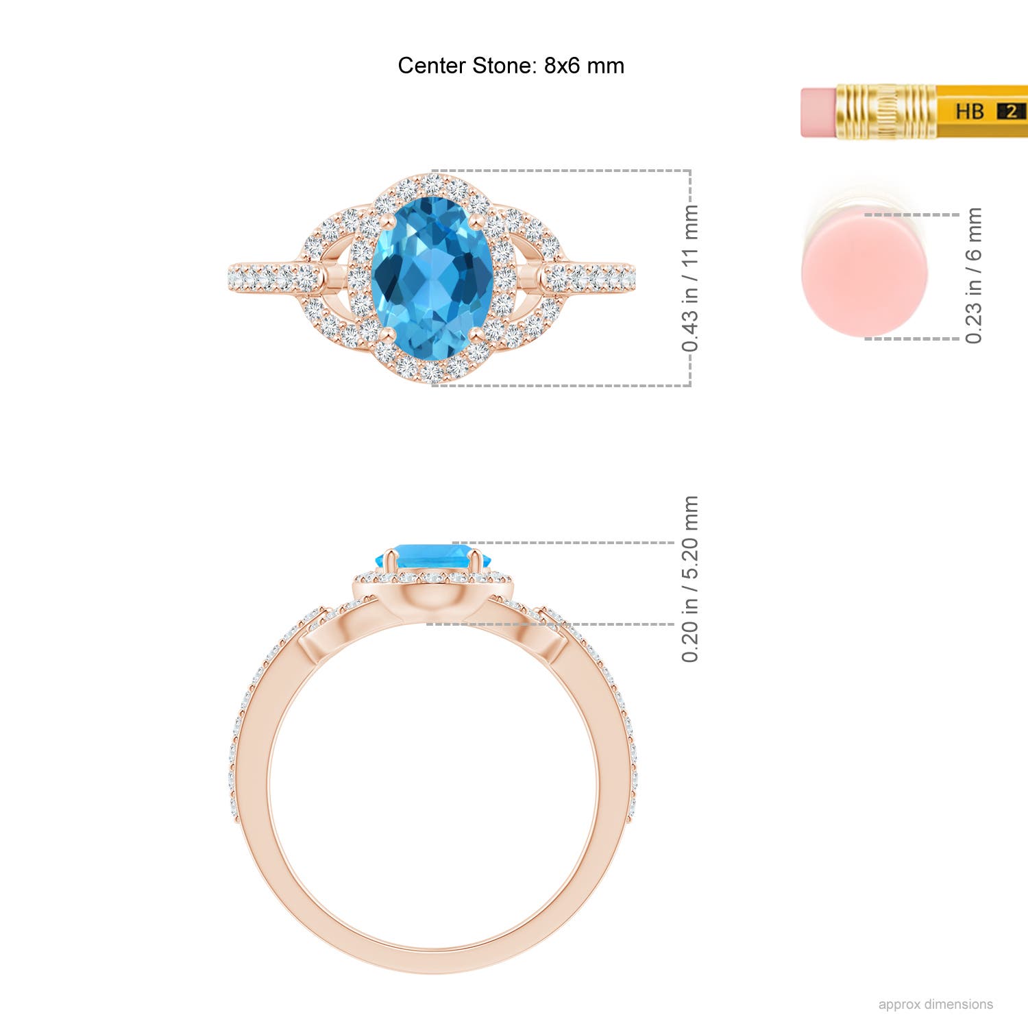 AAA - Swiss Blue Topaz / 1.87 CT / 14 KT Rose Gold