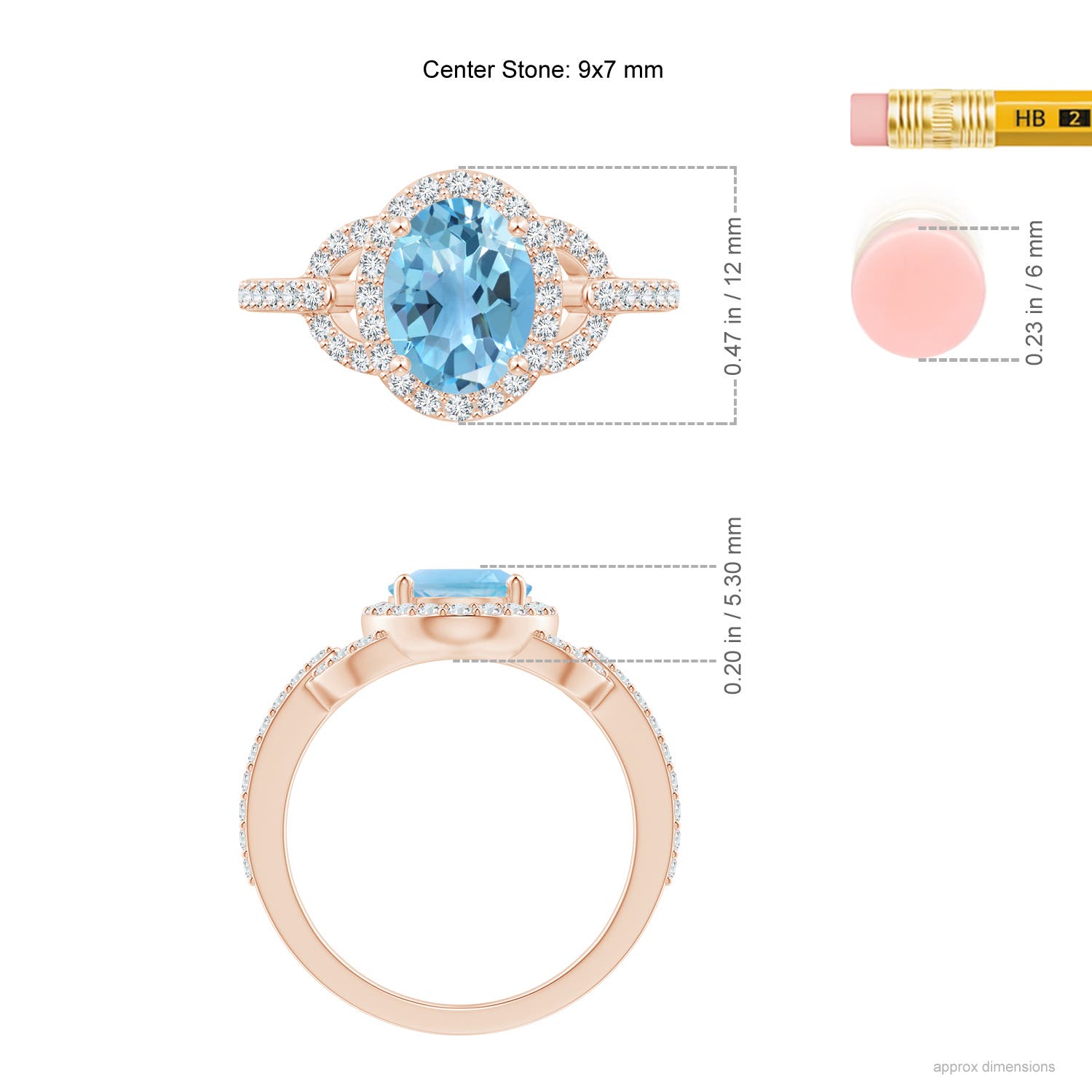 A - Swiss Blue Topaz / 2.74 CT / 14 KT Rose Gold