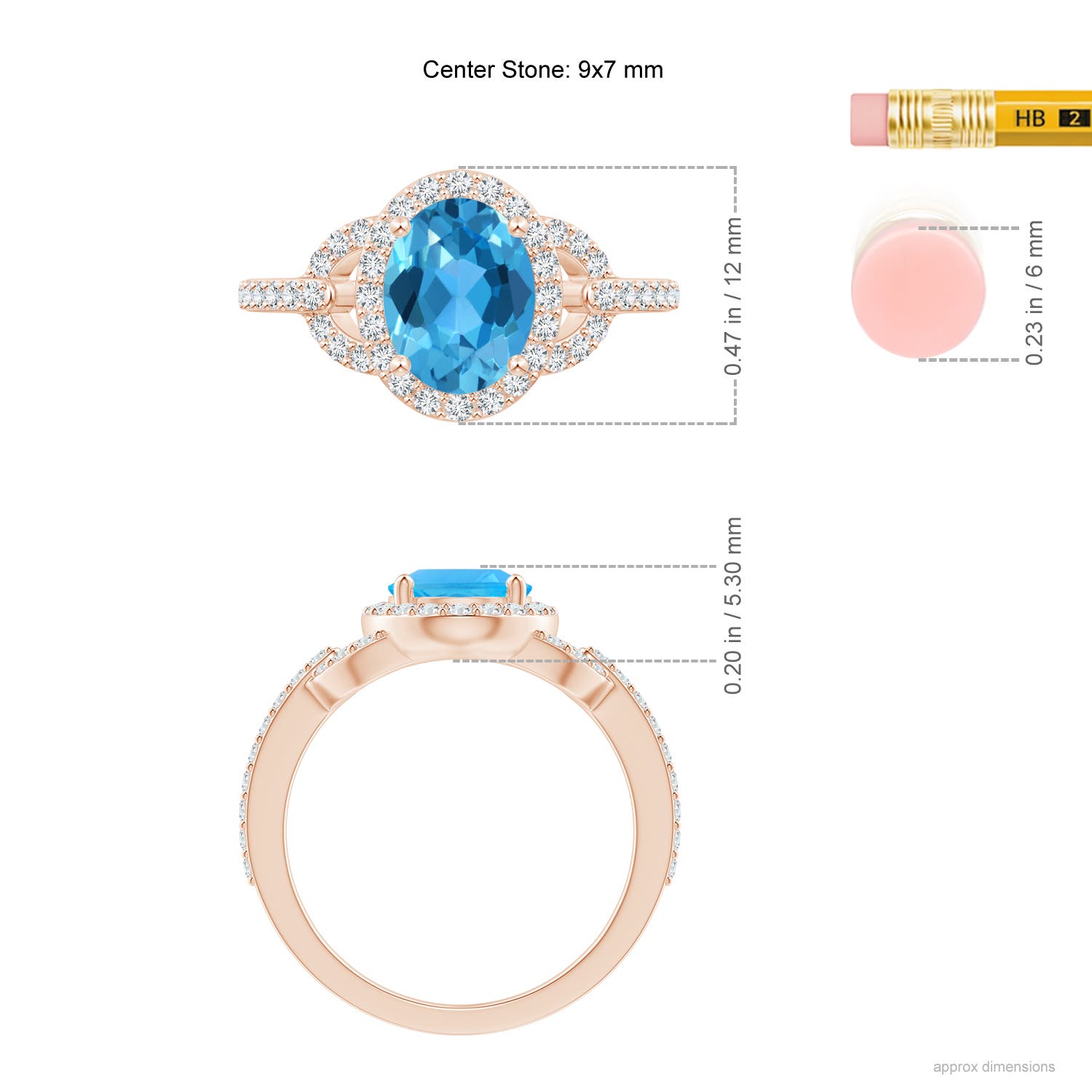 AAA - Swiss Blue Topaz / 2.74 CT / 14 KT Rose Gold