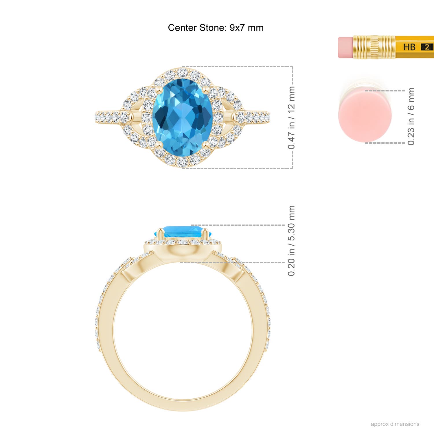 AAA - Swiss Blue Topaz / 2.74 CT / 14 KT Yellow Gold