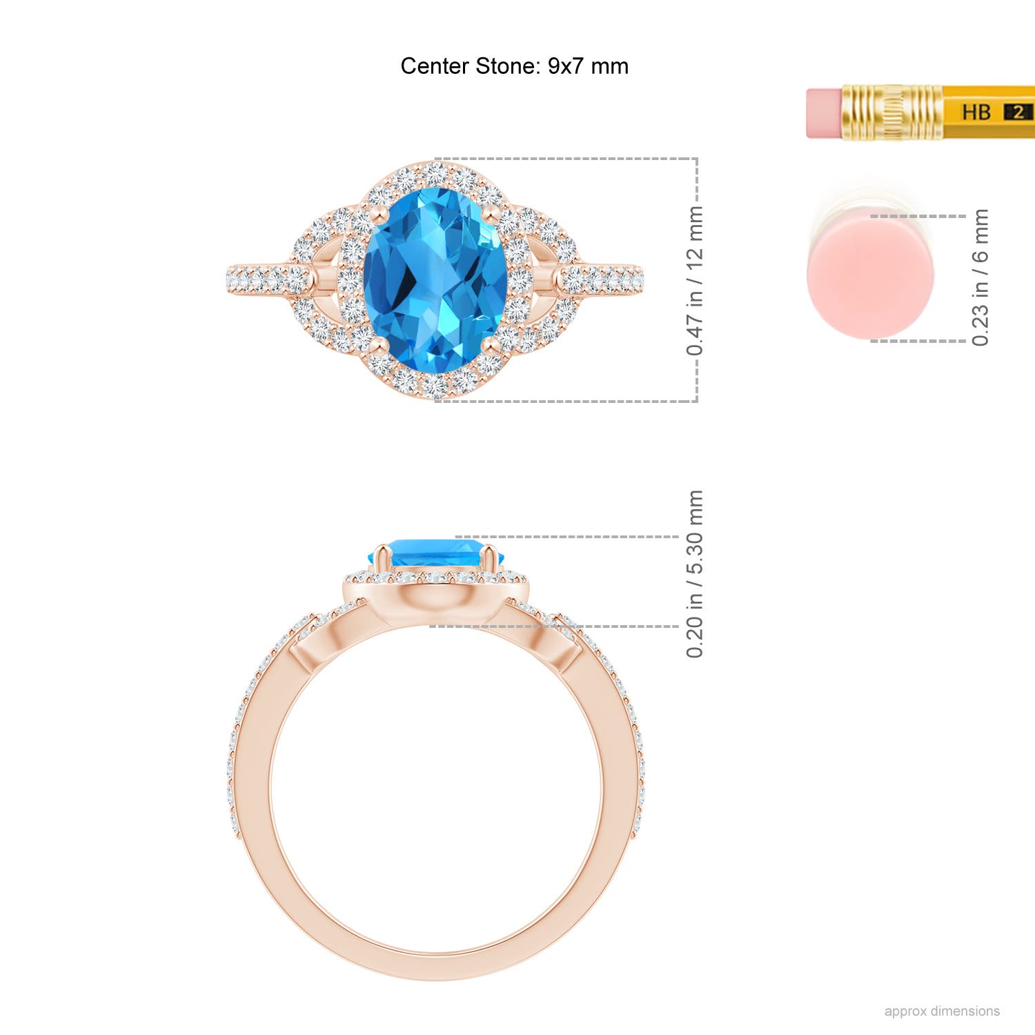 AAAA - Swiss Blue Topaz / 2.74 CT / 14 KT Rose Gold