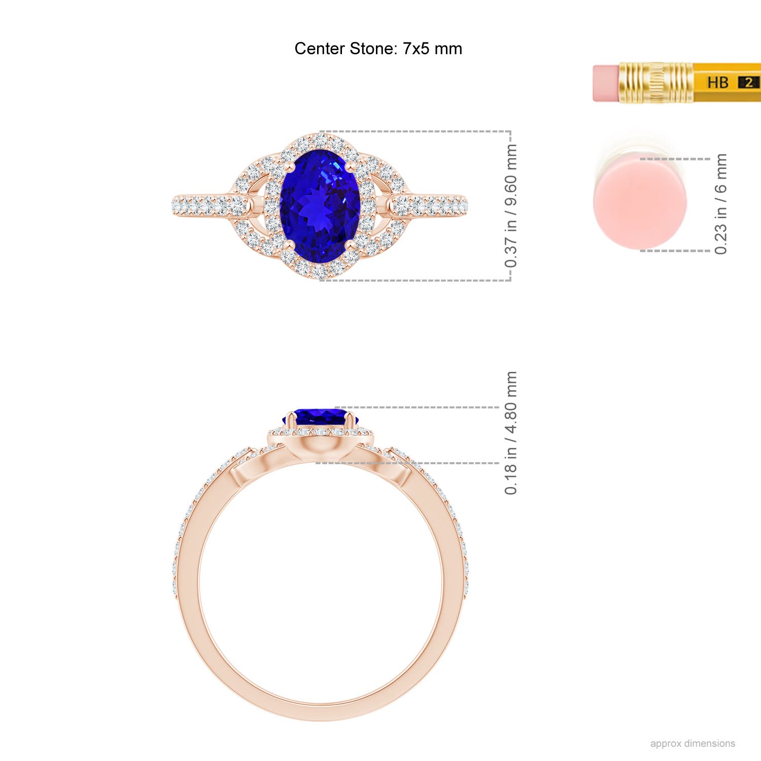 AAAA - Tanzanite / 1.14 CT / 14 KT Rose Gold