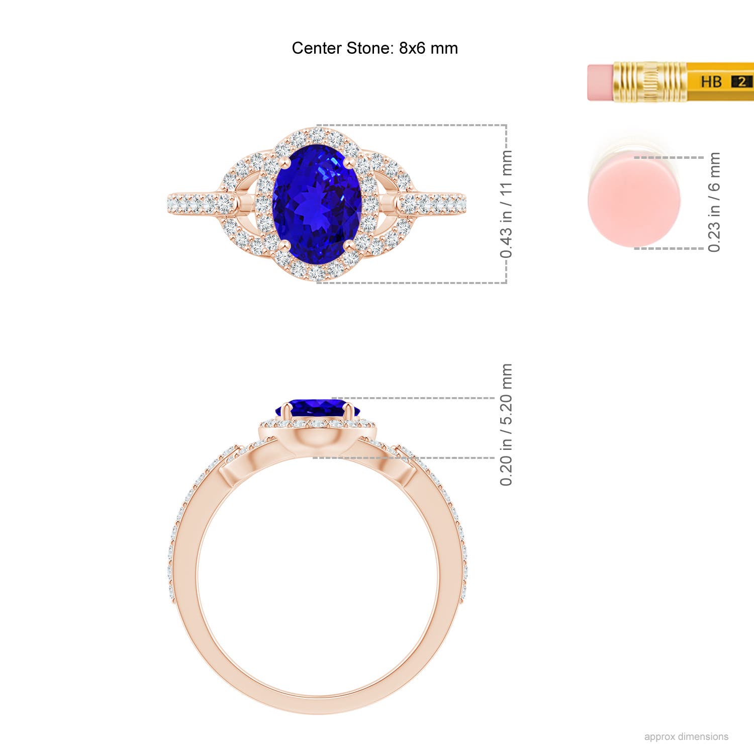 AAAA - Tanzanite / 1.62 CT / 14 KT Rose Gold