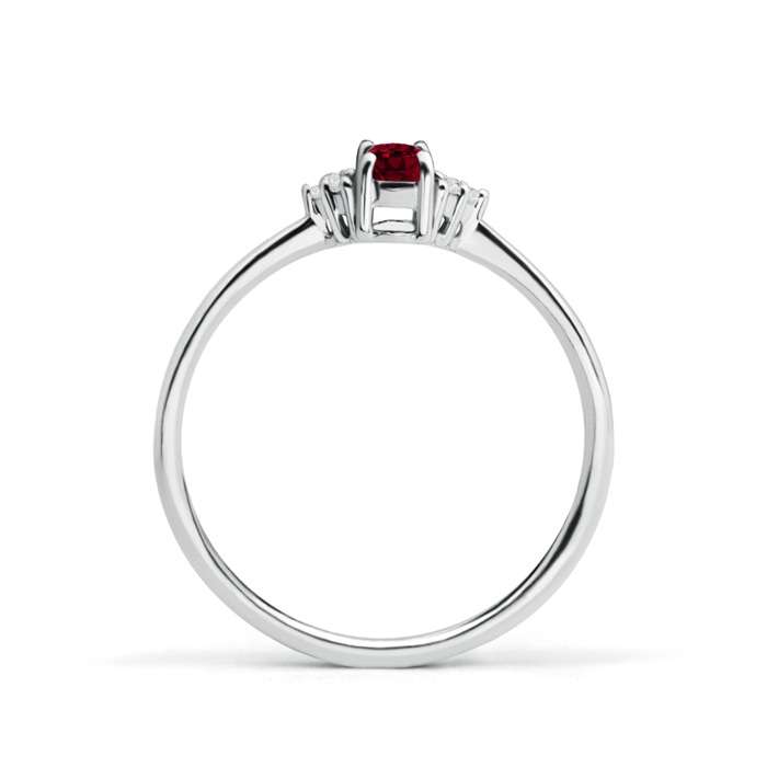 6x4mm AAA Tapered Shank Oval Garnet Ring with Trio Diamond Accent in White Gold product image