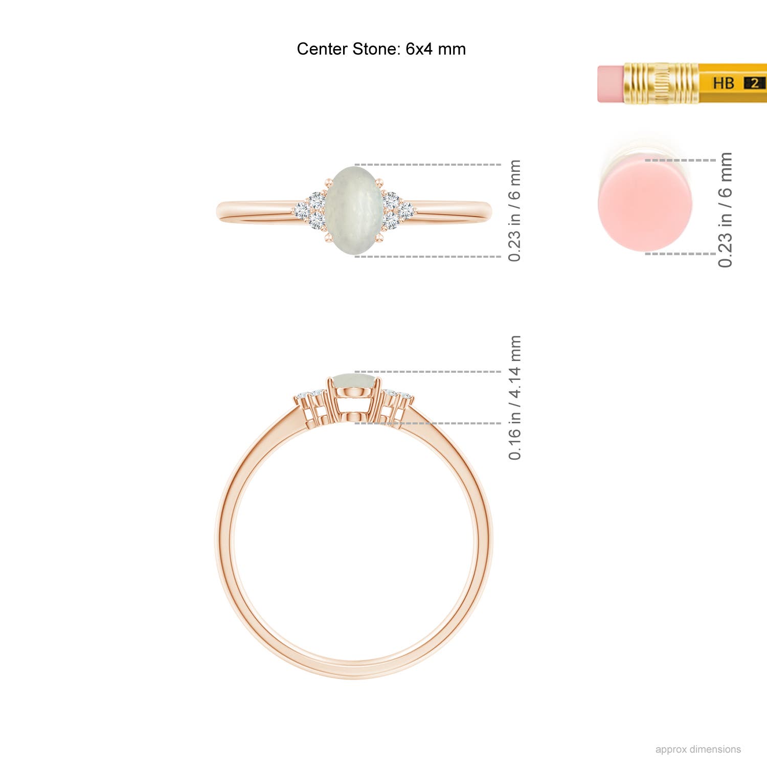 A - Moonstone / 0.43 CT / 14 KT Rose Gold