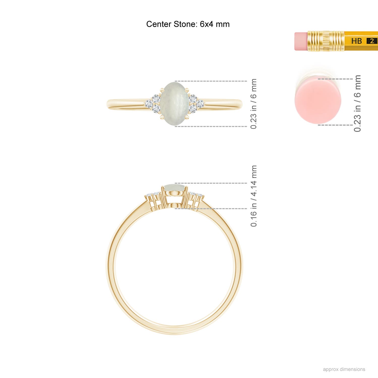 A - Moonstone / 0.43 CT / 14 KT Yellow Gold