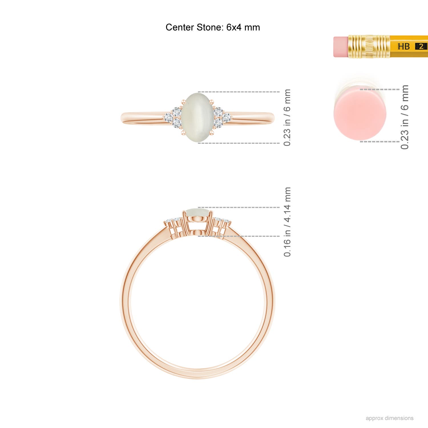 AAA - Moonstone / 0.43 CT / 14 KT Rose Gold