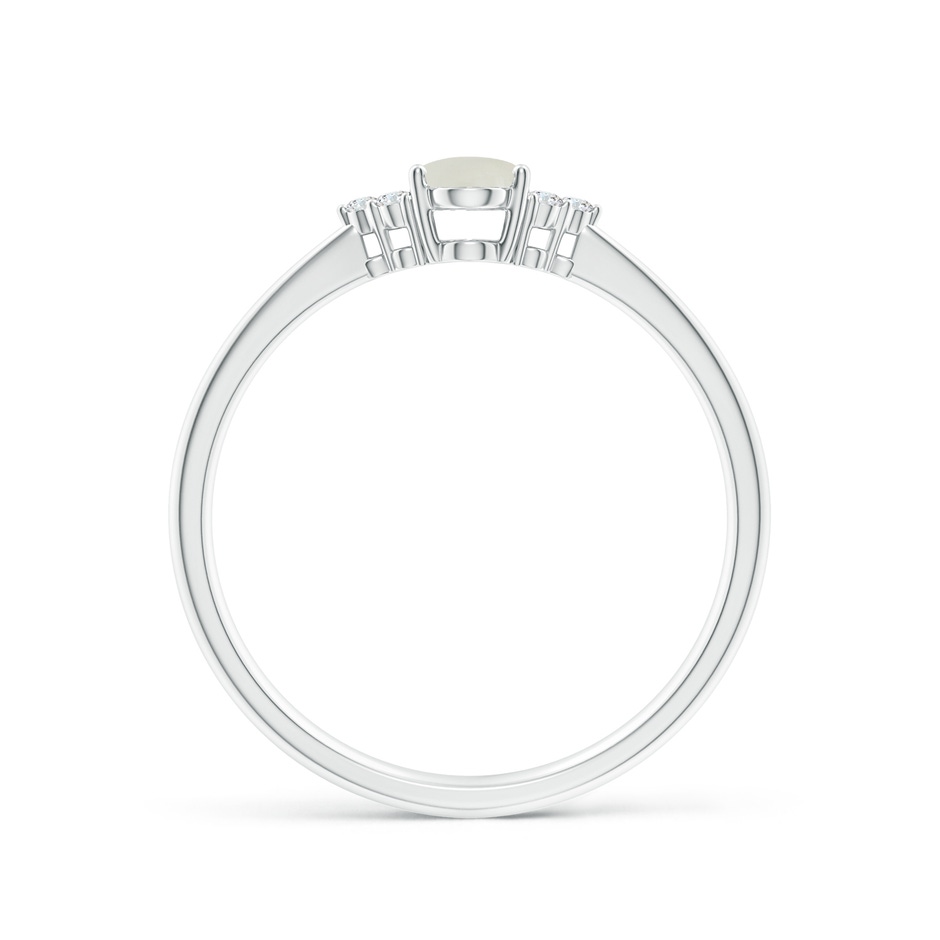 6x4mm AAAA Tapered Shank Oval Moonstone Ring with Trio Diamond Accent in White Gold side-1