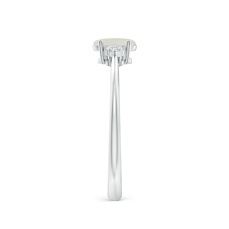 6x4mm AAAA Tapered Shank Oval Moonstone Ring with Trio Diamond Accent in White Gold side-2