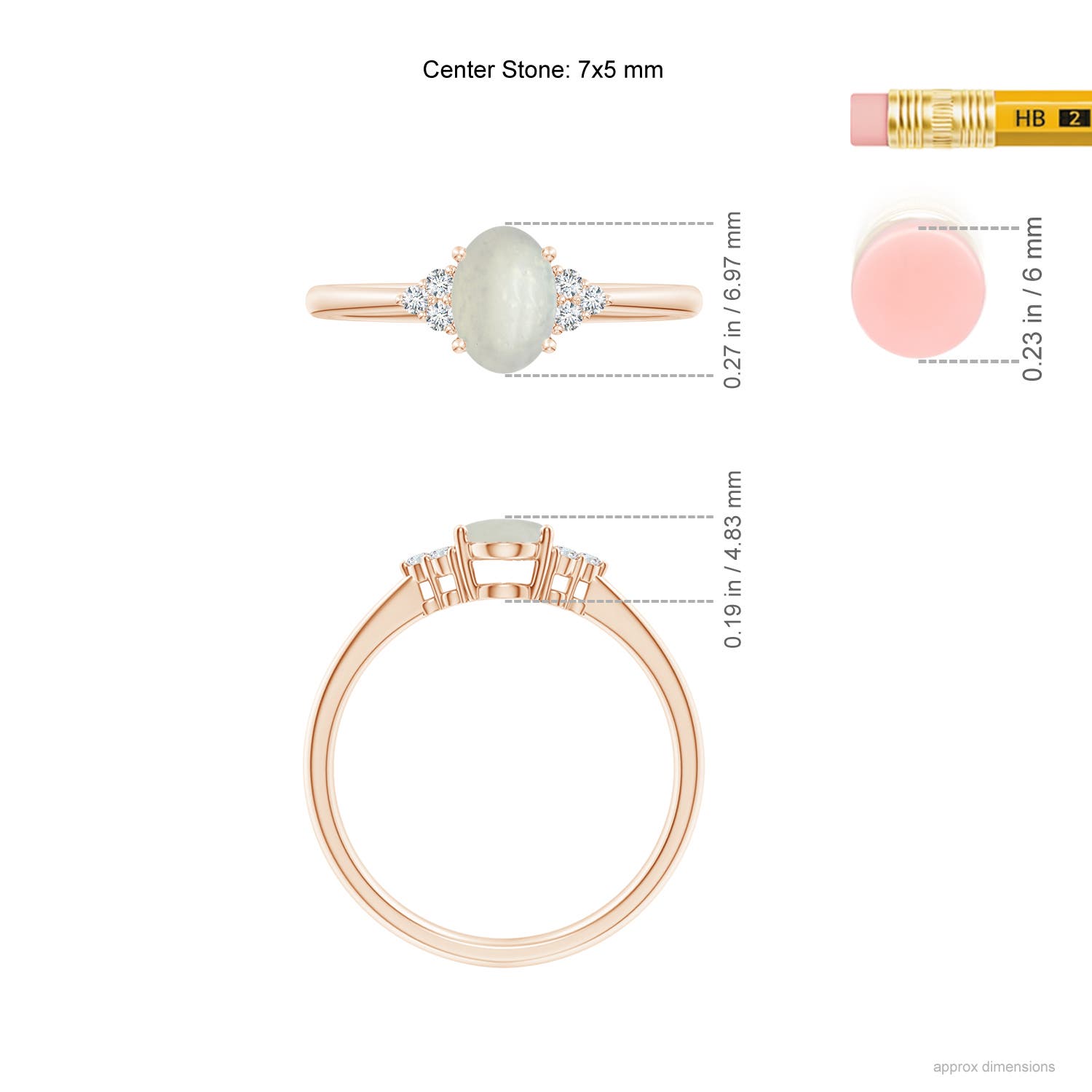 A - Moonstone / 0.76 CT / 14 KT Rose Gold