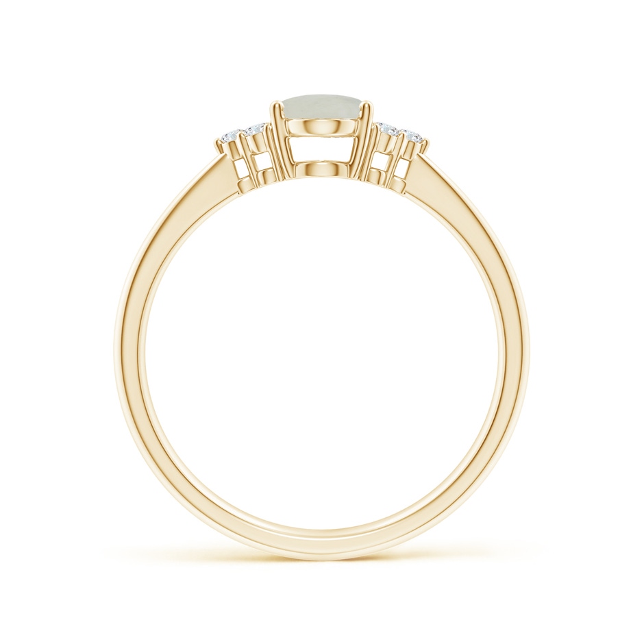 7x5mm A Tapered Shank Oval Moonstone Ring with Trio Diamond Accent in Yellow Gold side-1